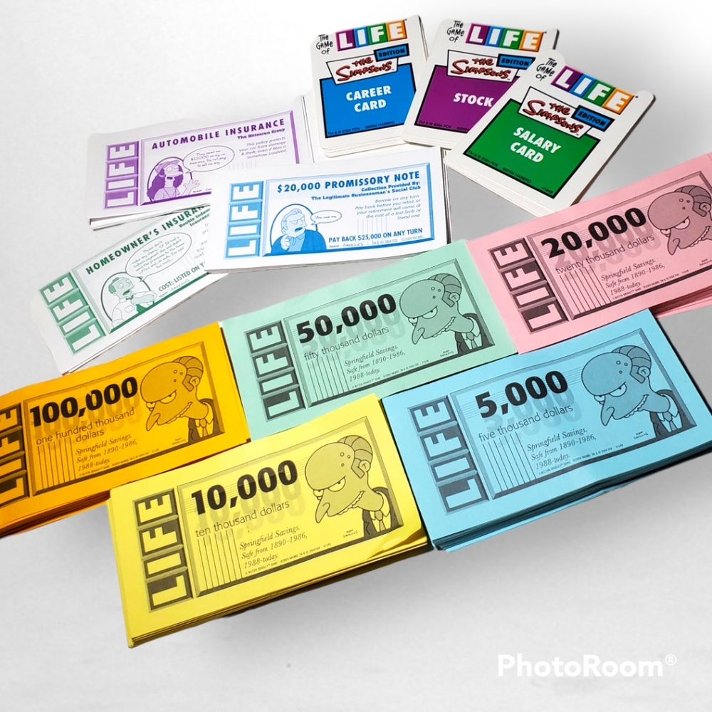 The Simpsons Game of Life 2004 - Replacement Money - Insurance - Game Cards